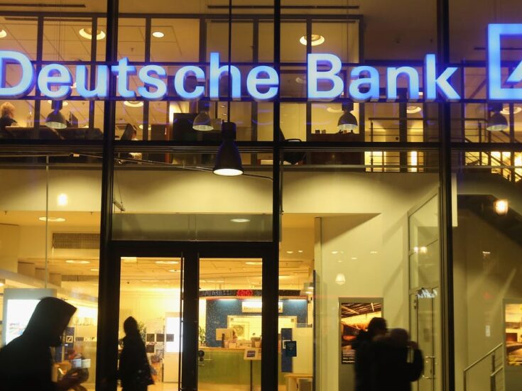 Deutsche bank gains ground amid a sea of red